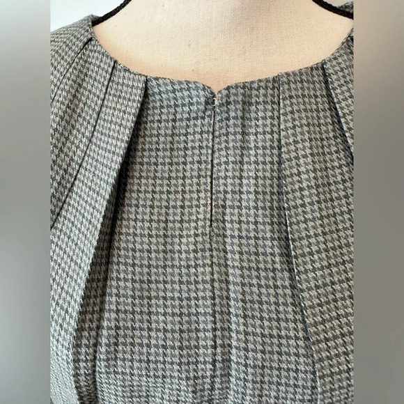 Johnnie O women’s silk  wool retro plaid dress workwear grey SZ XL - Picture 3 of 8